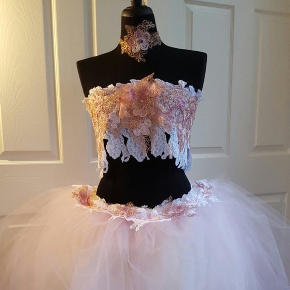 Blush Gold & White Beach Wedding Ballgown Set